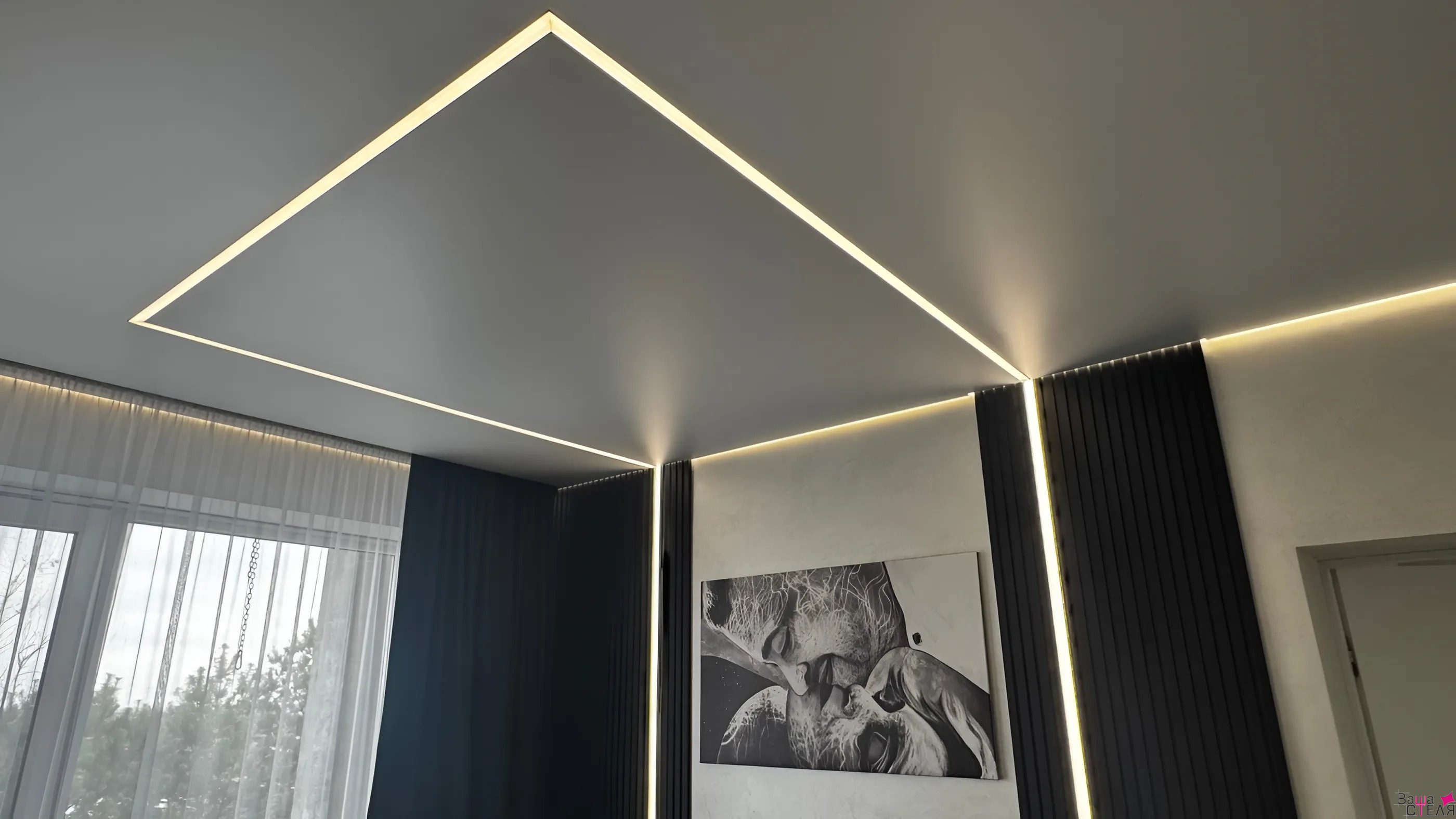 LED-лінії на натяжній стелі у Рівному – стильне рішення для сучасного освітлення та ефектної атмосфери в інтер’єрі